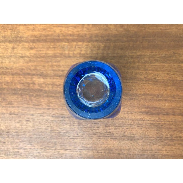 Mid-Century Model 914 Blue Glass Vase by Rudolf Schröter for Rosice, 1950s For Sale - Image 9 of 16