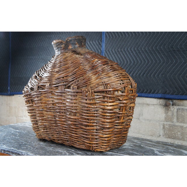 Late 19th Century Late 19th Century Antique Chinese Woven Willow Oil Container Food Storage Basket Vessel Jar For Sale - Image 5 of 8