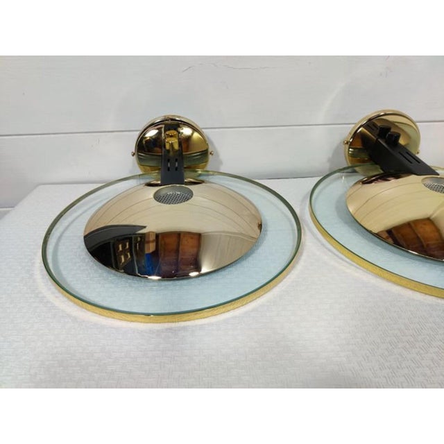 1970s Vintage Brass Wall Lights by Leonardo Marelli, 1970s, Set of 2 For Sale - Image 5 of 9