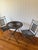 Vintage Iron Folding Bistro Set With Table and Two Chairs For Sale - Image 4 of 8