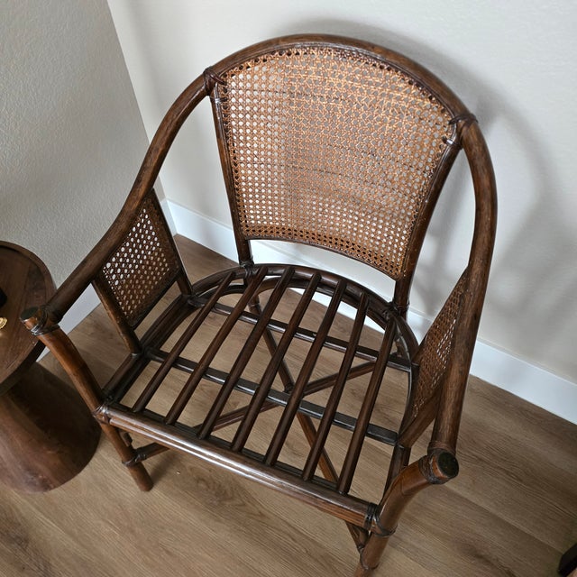 Vintage McGuire Style Faux Bamboo and Rattan Cane Chair For Sale In Phoenix - Image 6 of 7
