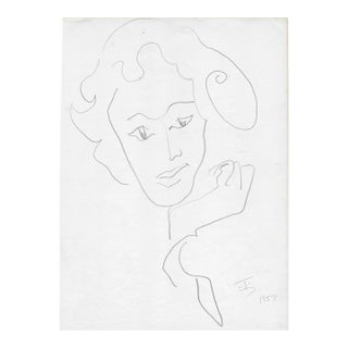 1957 James Bone Female Portrait Drawing For Sale