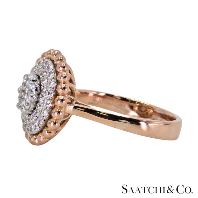Metal Natural Diamond Ring 18k White Rose Gold (750) Two Tone, Size 7 For Sale - Image 7 of 9