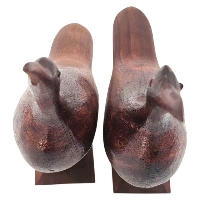 Mid Century Modern Hand Carved Wood Shorebird Sculptures Folk Art Pair American For Sale - Image 14 of 18