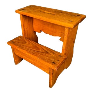 American Country Bed Steps in Ash Wood, Circa 1890 For Sale