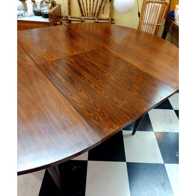 Brown Scandinavian Extendable Round Table, 1960s For Sale - Image 8 of 18