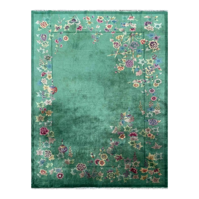 Antique Art Deco Chinese Carpet, Wonderful Carpet of Happiness For Sale