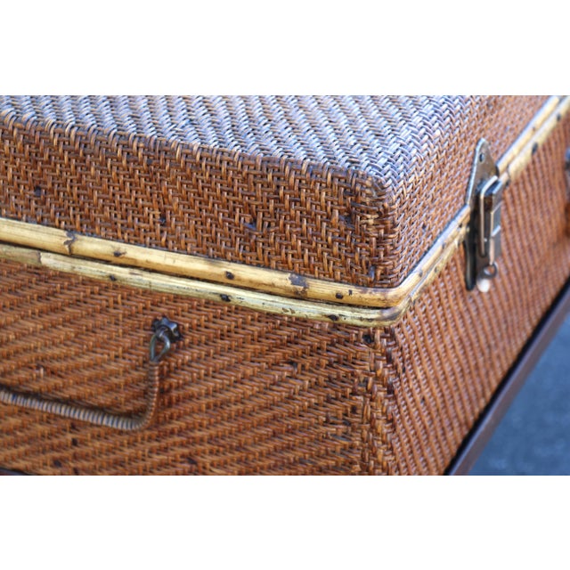 19th Century Woven Rattan & Bamboo Trunk on Metal Stand For Sale - Image 9 of 18