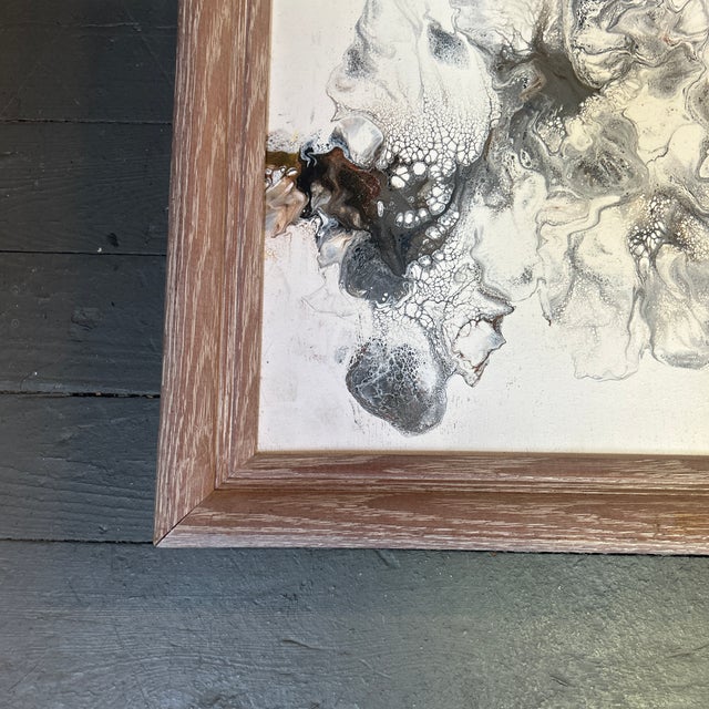 1980’s original abstract fluid painting on canvas. Signed on the back and framed. Measures 16x20 or 19x23 framed. Check...