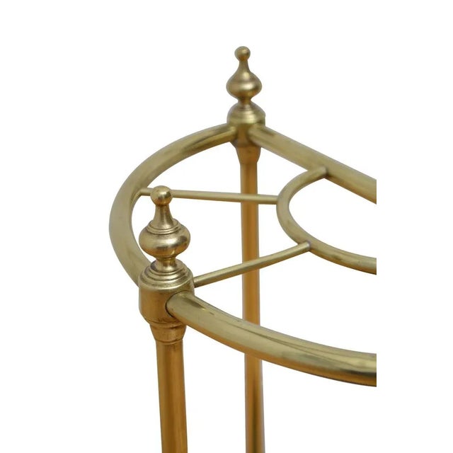 Metal English Brass Demi Lune Umbrella Stand, 1960s For Sale - Image 7 of 9