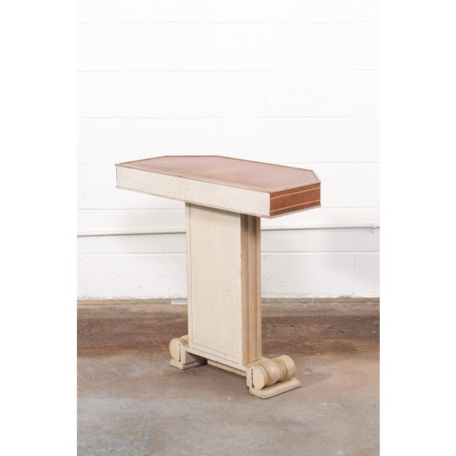 Mid 20th Century Mid 20th Century French Leather-Top Pedestal Console Table For Sale - Image 5 of 12