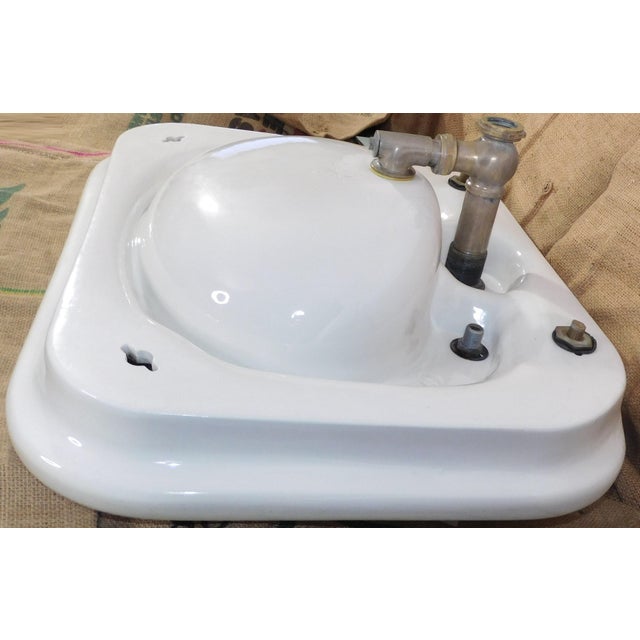 Antique 1908 Thomas Maddock's Son's Co. Vitreous China Console / Top-Mount (Drop-In) Sink For Sale - Image 17 of 17
