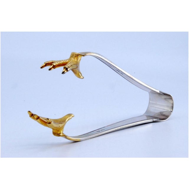 Silver Ice Tongs in the Shape of Golden Claws For Sale - Image 5 of 11
