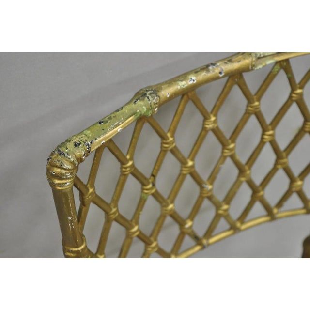 Vintage Hollywood Regency Faux Bamboo Basketweave Lattice Aluminum Side Chair For Sale - Image 9 of 13