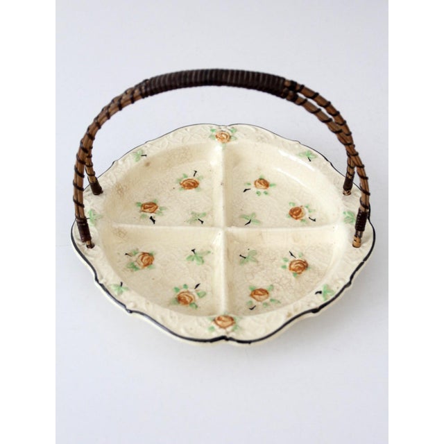 Vintage Japanese Floral Porcelain Serving Dish With Handle For Sale - Image 11 of 13