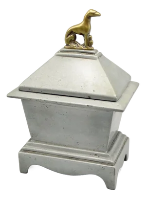 19th Century English Lead Tobacco Jar With Dog Finial