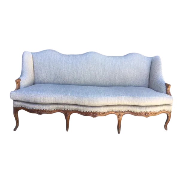 18th Century French Walnut Camel Back Sofa For Sale