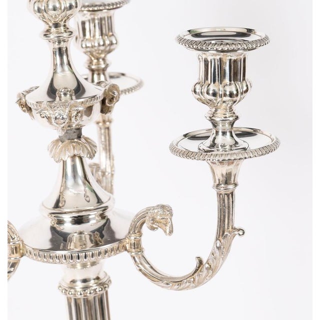 Antique Large Silver Plated Four Light Candelabra, Set of 2 For Sale - Image 6 of 18