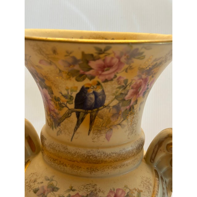 1940"s Abingdon Potteries Usa Art Deco Ceramic Hand Painted Glazed Finish Vase Floral and Birds Decor For Sale - Image 18 of 18