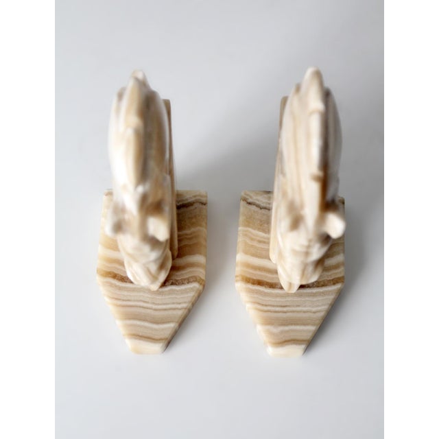 Vintage Art Deco Onyx Horse Head Bookends For Sale - Image 4 of 11