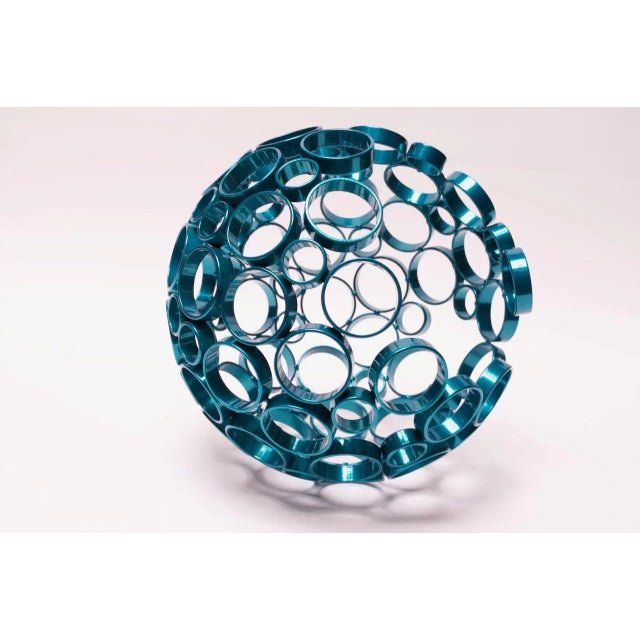 2019 sculpture by Industrial metal and iron artist, Scott Behr (Brooklyn, NY). Semi-circular 'orb' form composed of welded...