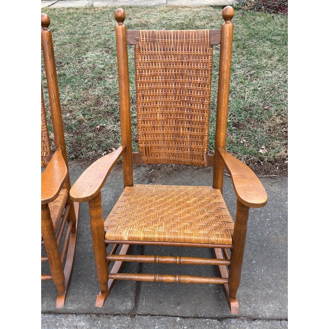 Vintage Bamboo Carolina Cane Rocking Chairs - A Pair For Sale - Image 10 of 17