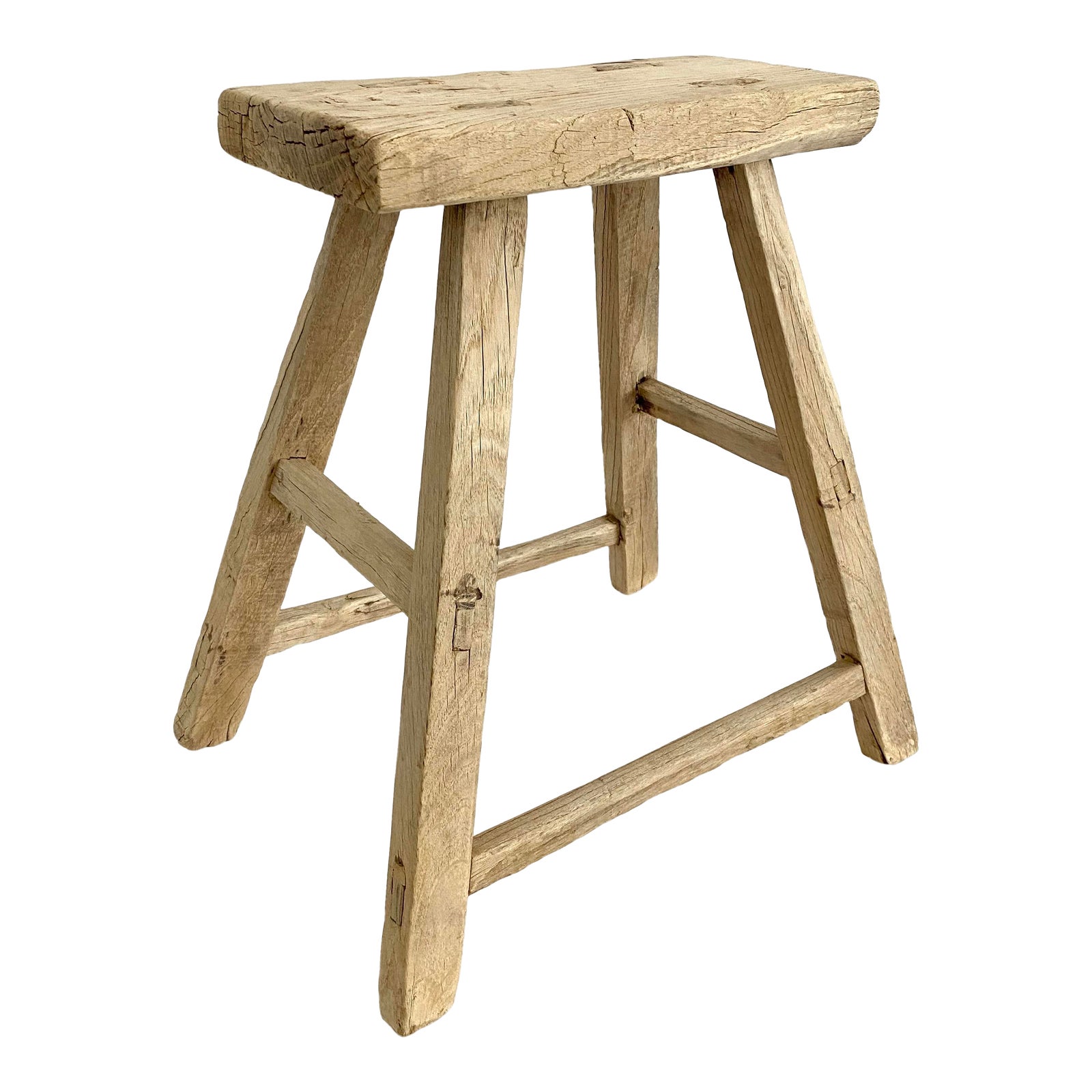 Rustic Elm Wood Farmhouse Stool Chairish
