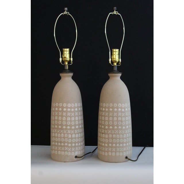 Mid 20th Century Accolay Style Ceramic Lamps - a Pair For Sale In Miami - Image 6 of 12