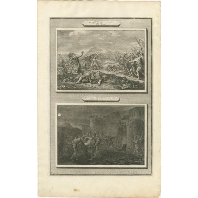 Baroque Pieter Mortier, Death of Saul and the Men of Jabesh Recover His Body, Pieter 1700, Engraving For Sale - Image 3 of 12