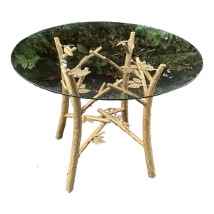 Giacometti Style Bronze & Glass Side Table