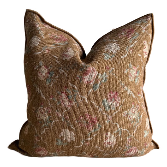 French Linen Accent Case– Jardin Havane 20 For Sale