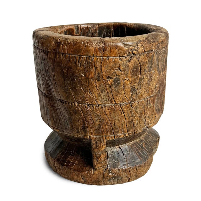 Indian Vintage Rustic India Wood Pestle Pot For Sale - Image 3 of 5
