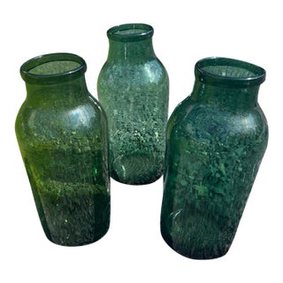 Antique Green Large German Pickling Jars -Set of 3 For Sale