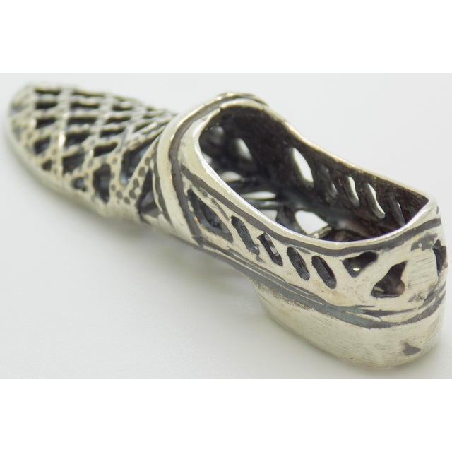 Vintage Italian Handmade Genuine Silver Loafer Shoe Dollhouse Miniature Figurine For Sale - Image 6 of 12