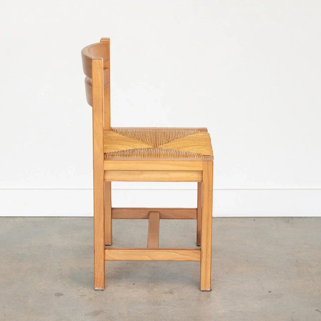 1950s French Wood and Woven Chairs by Maison Regain, Set of 4 For Sale - Image 5 of 11