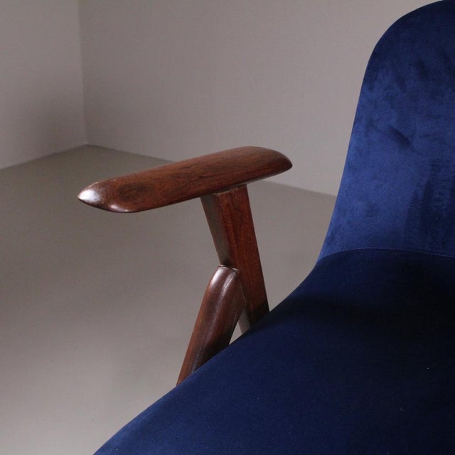 Set of Vintage Blue Velvet Chairs For Sale - Image 6 of 15