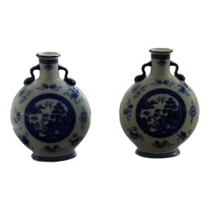 Antique Minton Moon Flasks (Pair), Victorian Made 1848