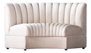Matthew Izzo Home Estelle Oatmeal Velvet Curved Banquette Sofa