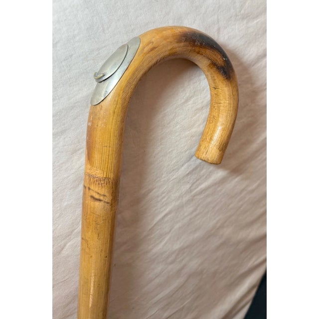 Antique Mechanical Bamboo Wood Brass Horse Measuring Level Walking Stick Cane For Sale - Image 10 of 12
