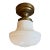 1920s Ribbed Schoolhouse Milk Glass Flushmount Ceiling Light For Sale
