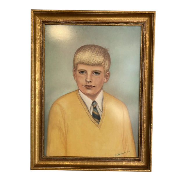 1966 Framed and Signed Portrait of Young Boy For Sale