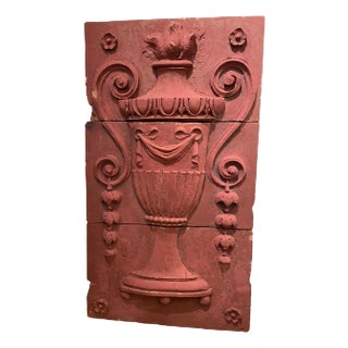 19th Century Neoclassical Terracotta Urn Architectural Relief, Large Scale For Sale