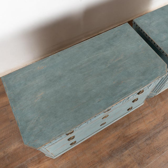 Pair, 19th Century Blue Gustavian Pine Chest of Drawers For Sale - Image 4 of 11