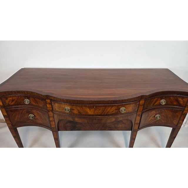 Late 18th Century Georgian Mahogany Sideboard With Inlay and Bow Front, 18thC For Sale - Image 5 of 12