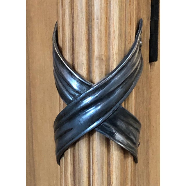 French 1940s French Sycamore 2-Door Cabinet With Pewter Mounts For Sale - Image 3 of 13