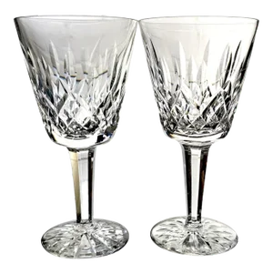 Waterford Lismore Cut Lead Crystal Claret Wine Glasses Pair
