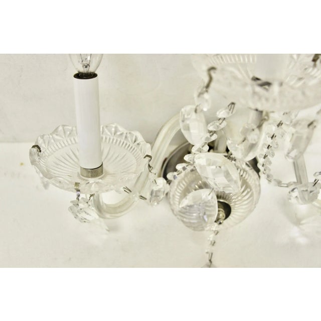 Three-Arm Crystal and Glass Wall Sconce For Sale - Image 4 of 6