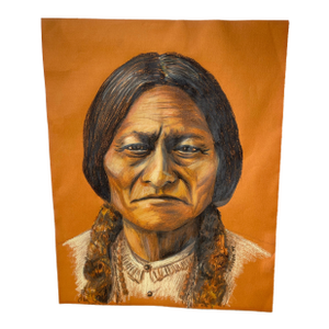 Vintage Early American Gerald Skiver Sitting Bull Sioux Chief Original Painting 1977 14x11