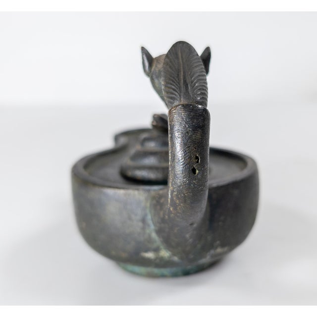 Metal 20th Century Hellenistic Greek or Roman Style Verdigris Bronze Oil Lamp For Sale - Image 7 of 18