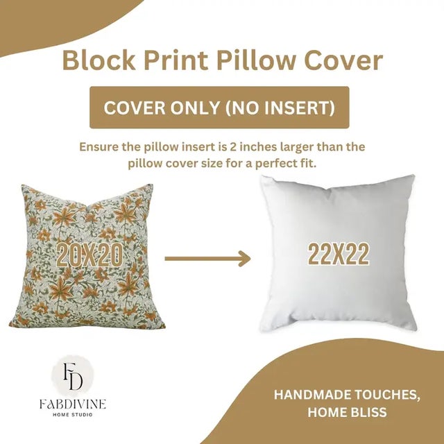 Not Yet Made - Made To Order Fabdivine Indian Block Print Cushion Cover 22x22 Inch Cotton Linen-Saptrishi For Sale - Image 5 of 5